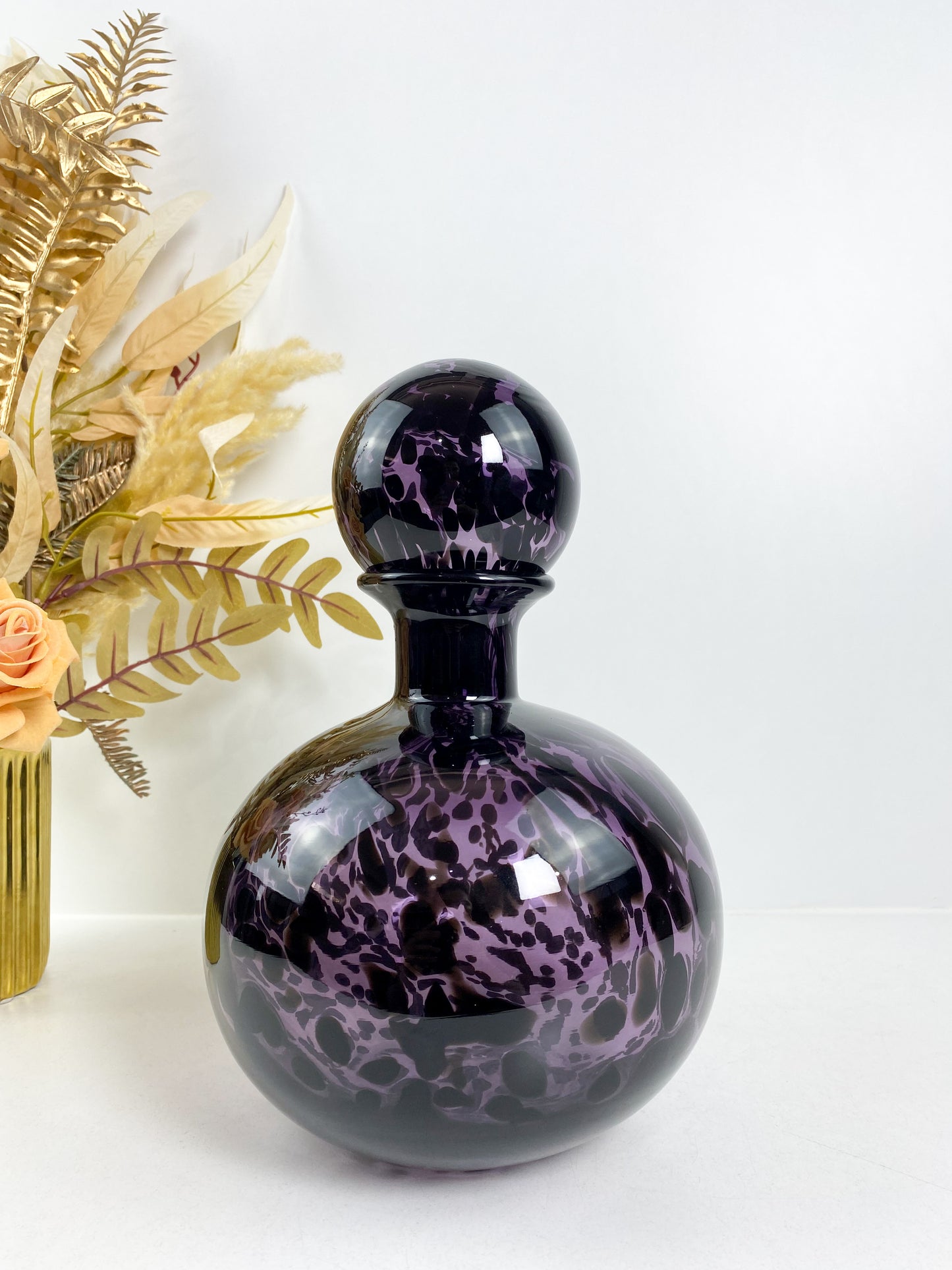 Vase Transparent Coloré à Imprimé Léopard, Terrarium de Fleurs,  Bouteille avec Couvercle-violet