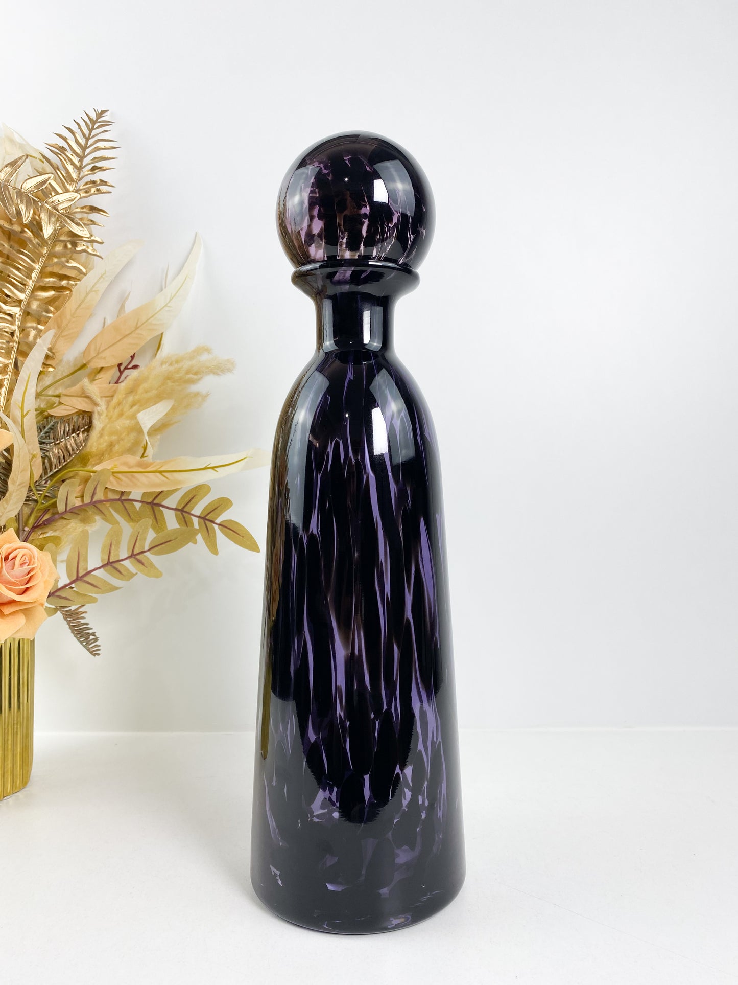 Vase Transparent Coloré à Imprimé Léopard, Terrarium de Fleurs,  Bouteille avec Couvercle-violet