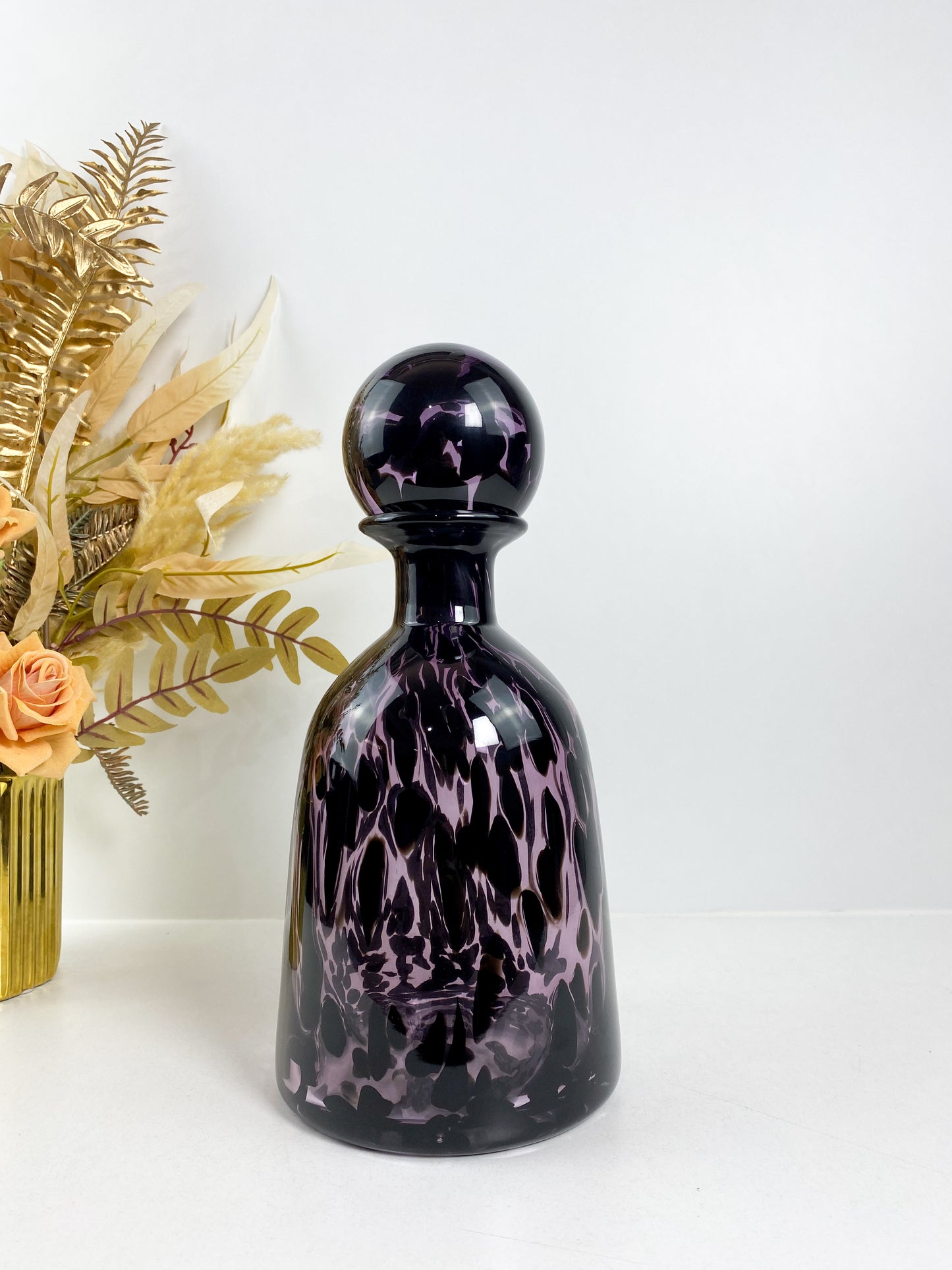 Vase Transparent Coloré à Imprimé Léopard, Terrarium de Fleurs,  Bouteille avec Couvercle-violet