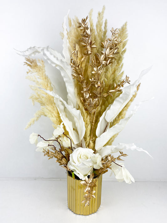 Fleurs Séchées–Vase avec fleures séchées Blanc