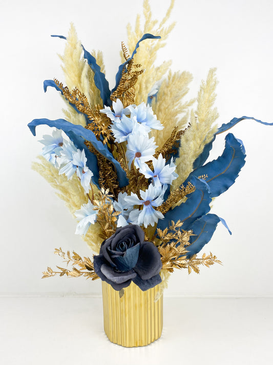 Fleurs Séchées–Vase avec fleurs séchées bleu