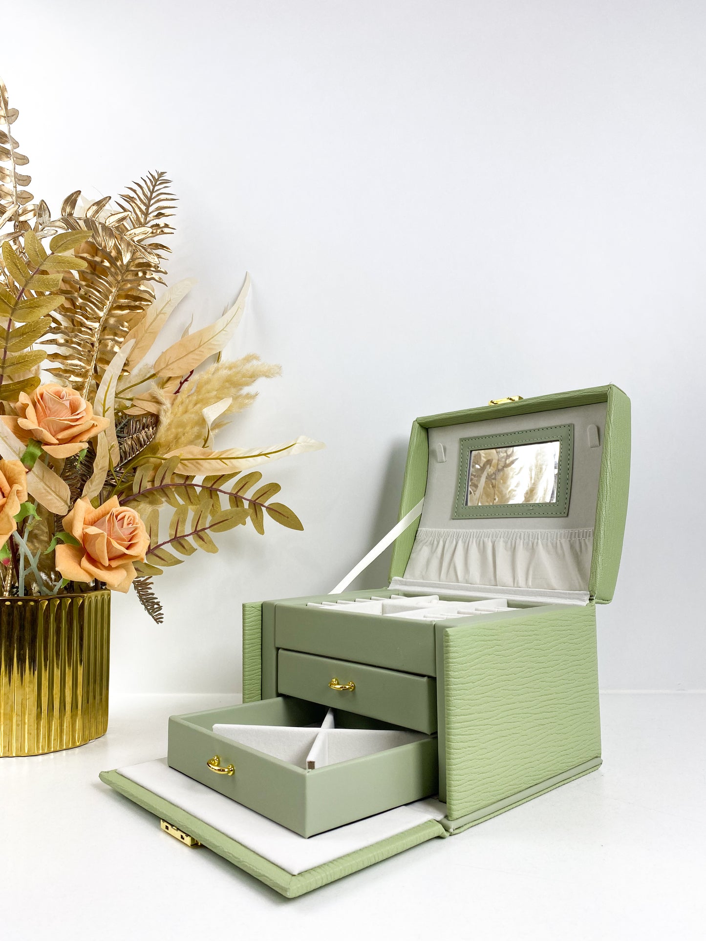 Coffret à bijoux en cuir -citron vert