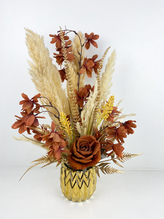 Fleurs Séchées–Vase avec fleures séchées marron