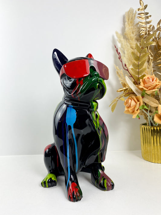 Grande Statue décorative en résine peinte à la main - Motif bouledogue