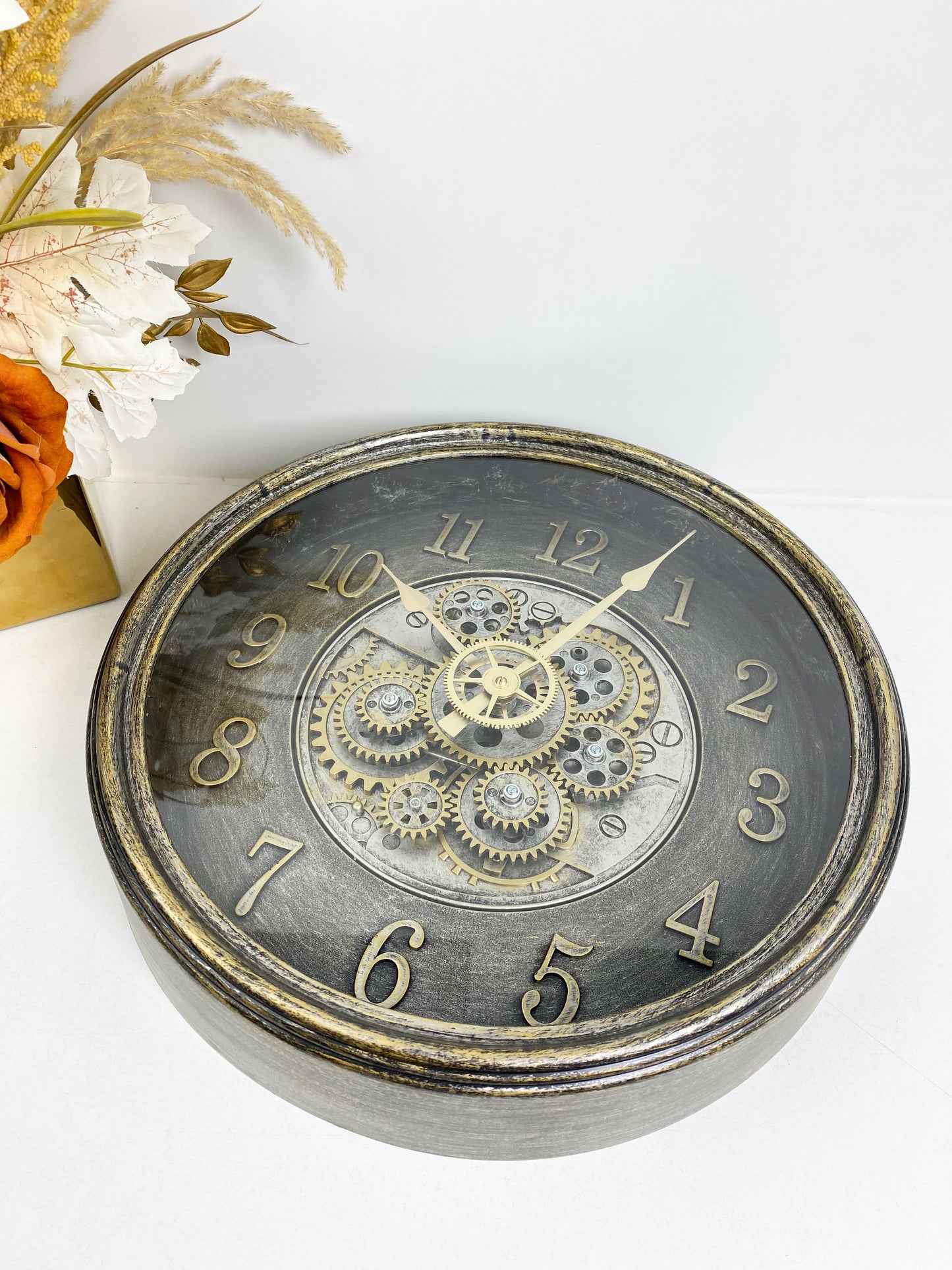 Horloges Murales, Horloge Murale Décorative-Gris et bronze