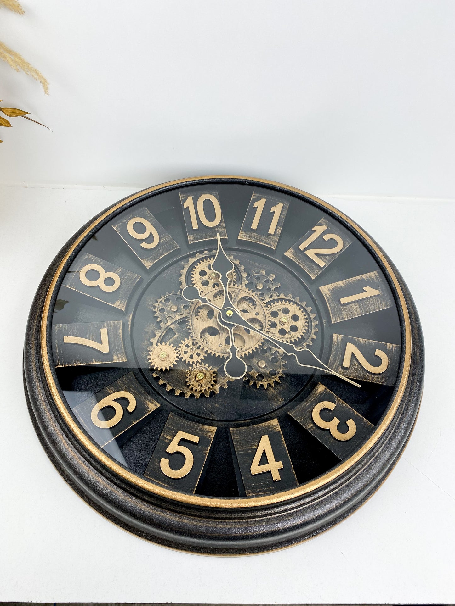 Grande Horloge Murale mécanique bronze et noir