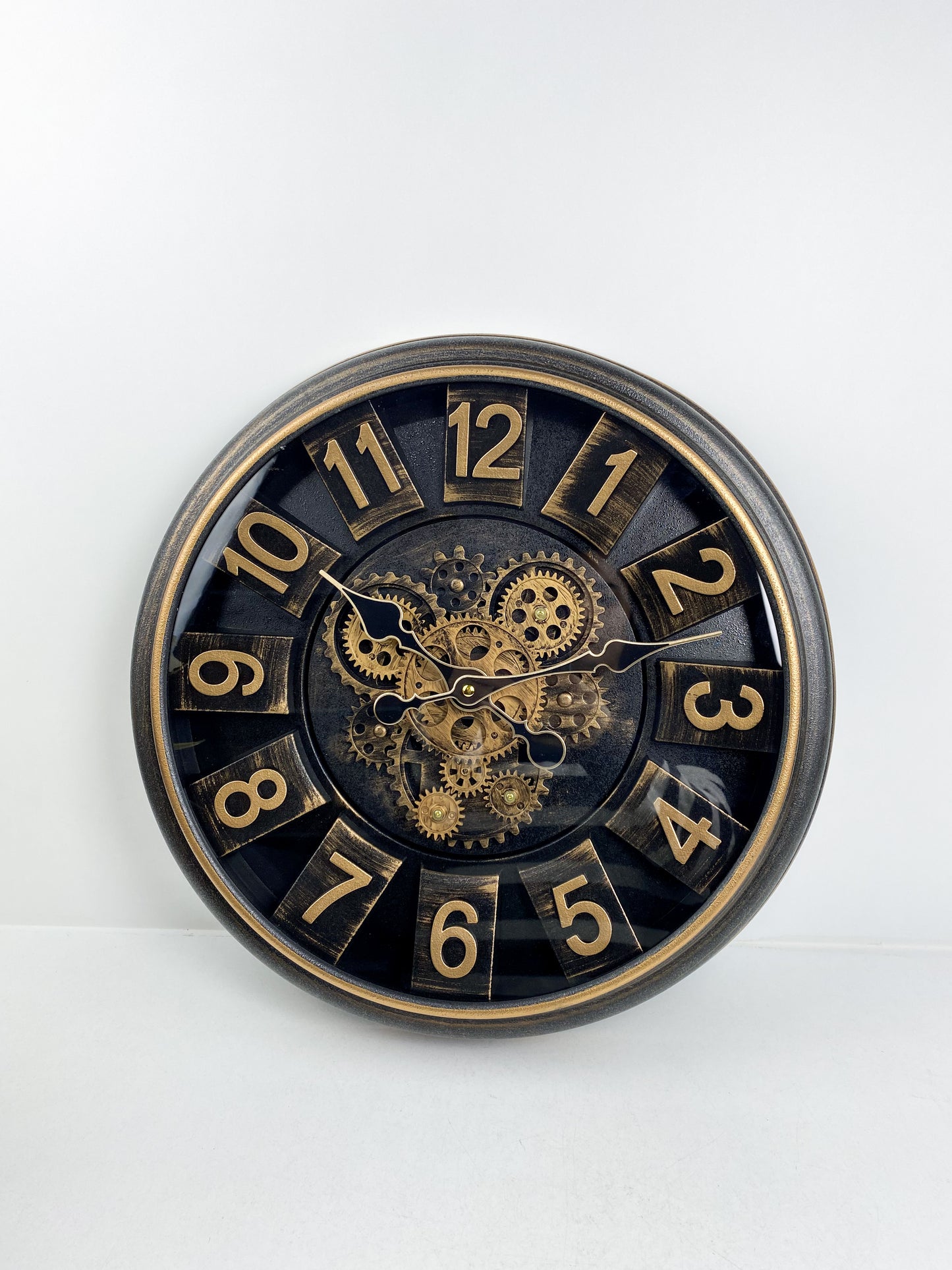 Grande Horloge Murale mécanique bronze et noir