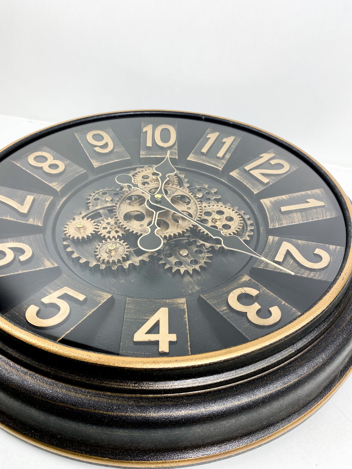 Grande Horloge Murale mécanique bronze et noir