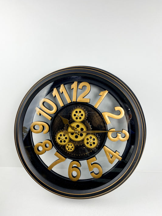 Grand horloge murale traditionnelle ronde , style vintage-Marron