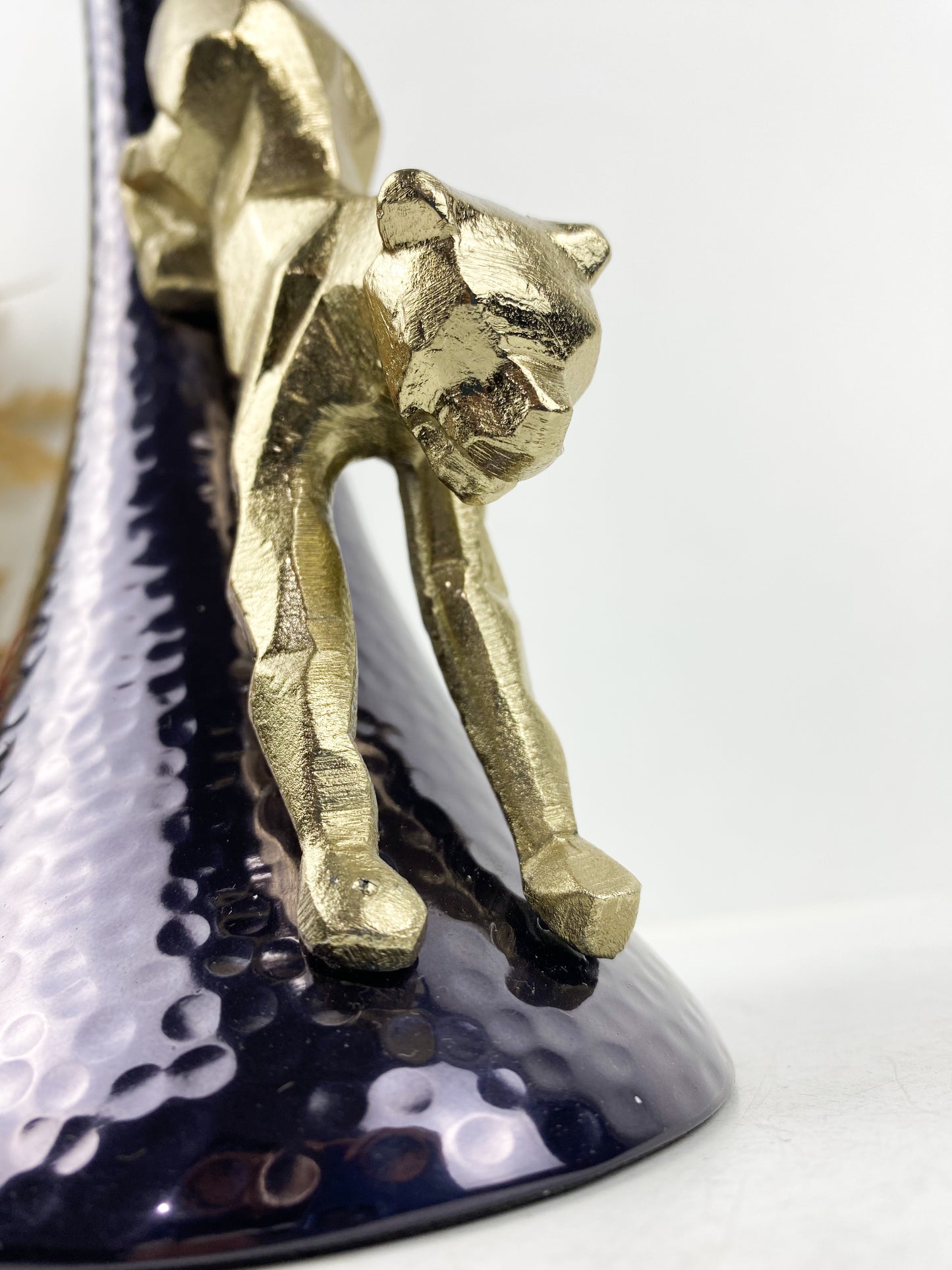 Bougeoir tigre doré en cuivre