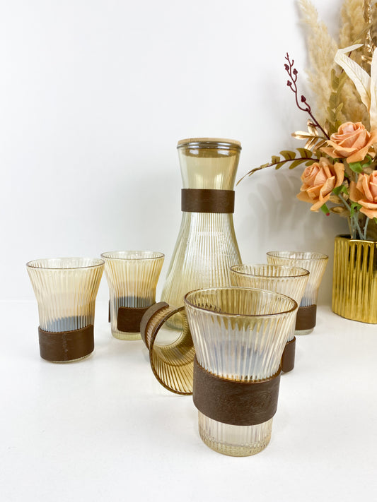 Ensemble de carafe avec 6 verres-7 Piece -Marron