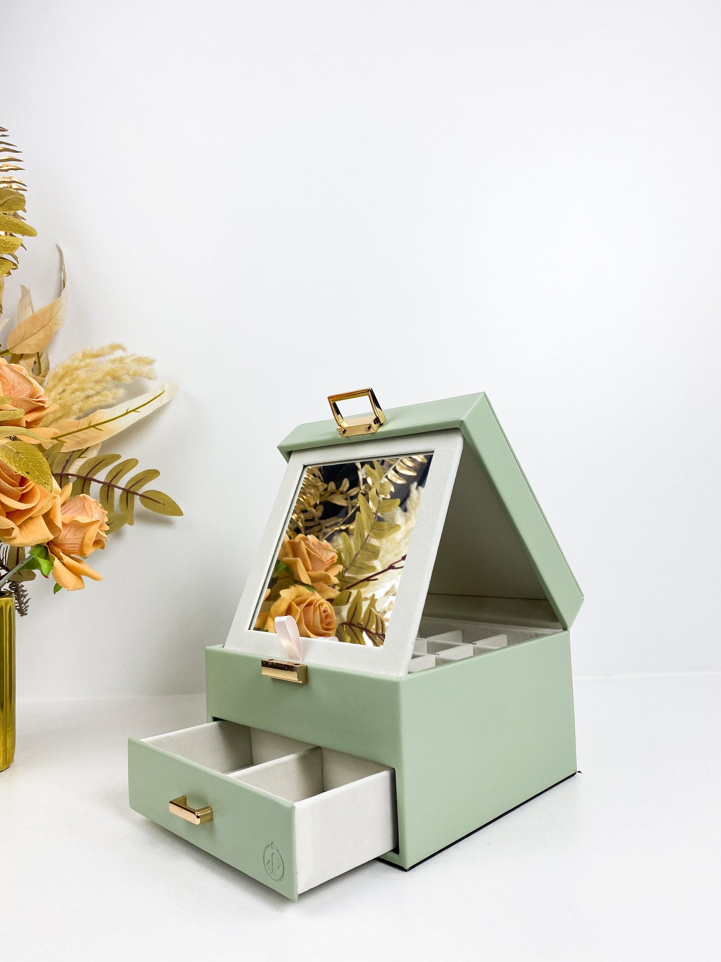 Boîte à bijoux portable en cuir de grande capacité, boîte de rangement