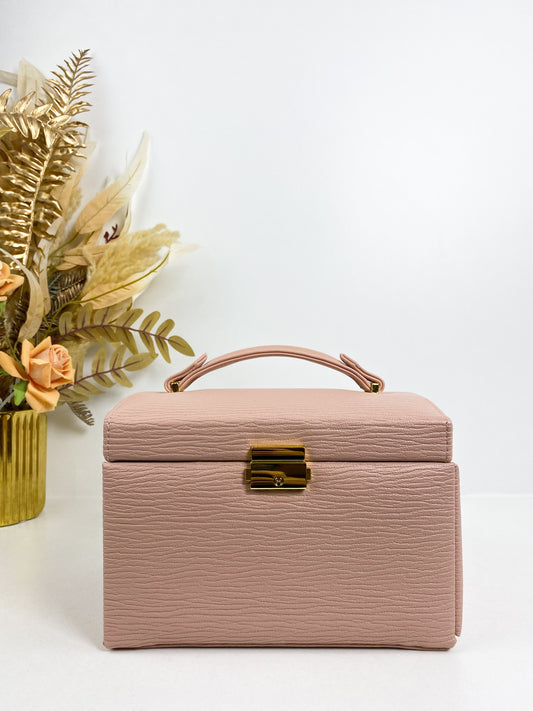 Boite à bijoux portable de luxe avec miroir-Rose