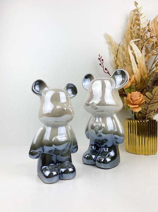 Ourson décoratif blanc et gris