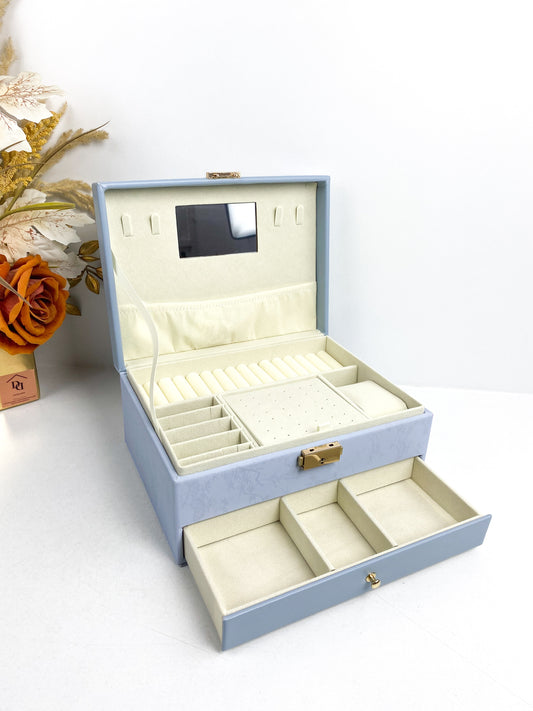 Boîte de rangement à bijoux -Bleu