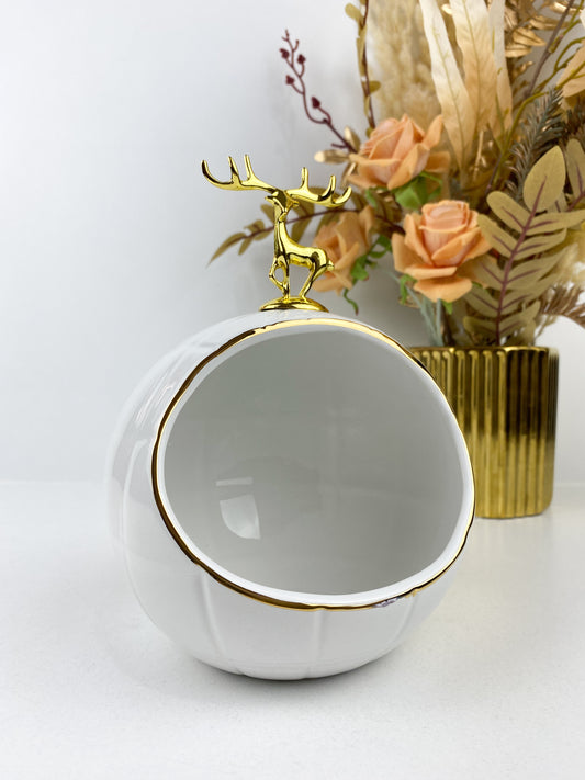Vide poche ou porte bougie en Porcelaine blanc