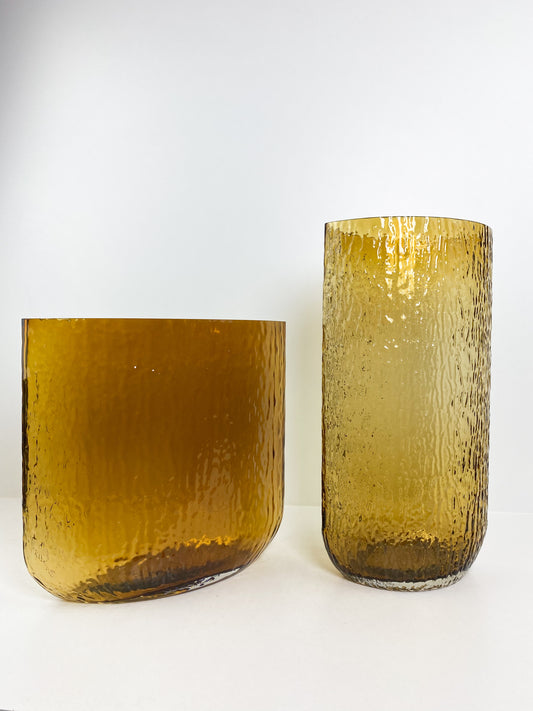 Duo Vase  brun, vase de table, vase transparent pour fleurs séchées