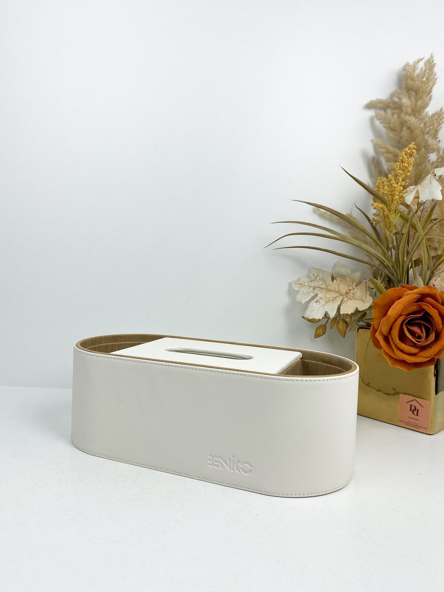 Boîte à mouchoirs en cuir, boîte de rangement multifonctionnelle pour télécommande, Bureau