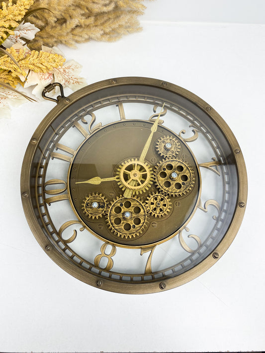 Horloge murale traditionnelle ronde , style vintage-Marron