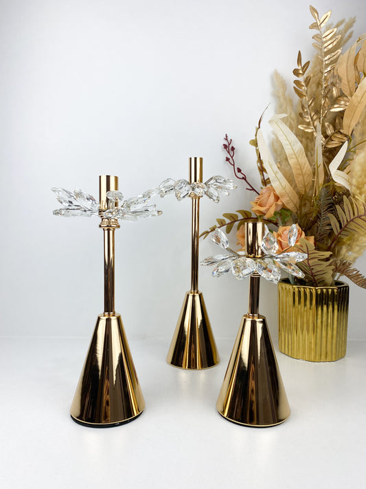 Ensemble de 3 bougeoirs cristal chic