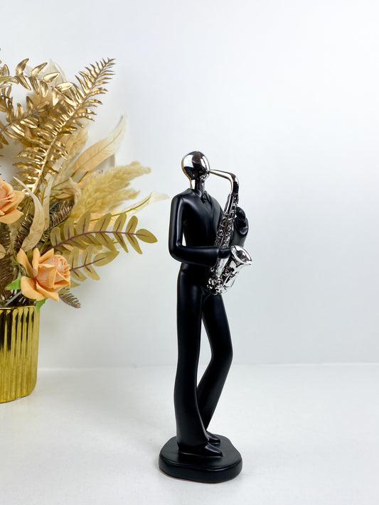 Sculpture d'art-Statue de Trompettiste en résine -Noir