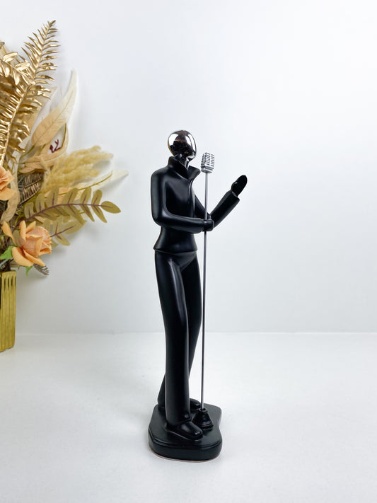 Figurine d'hommes chanteurs en résine  noir et argenté