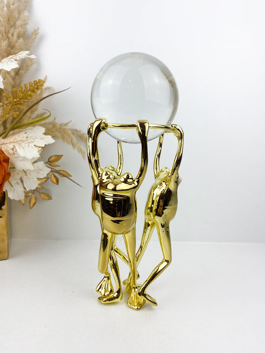 Sphère de cristal de guérison, statue moderne en métal