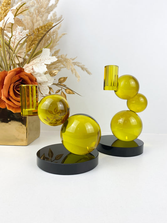 Support bougie chic boule Jaune
