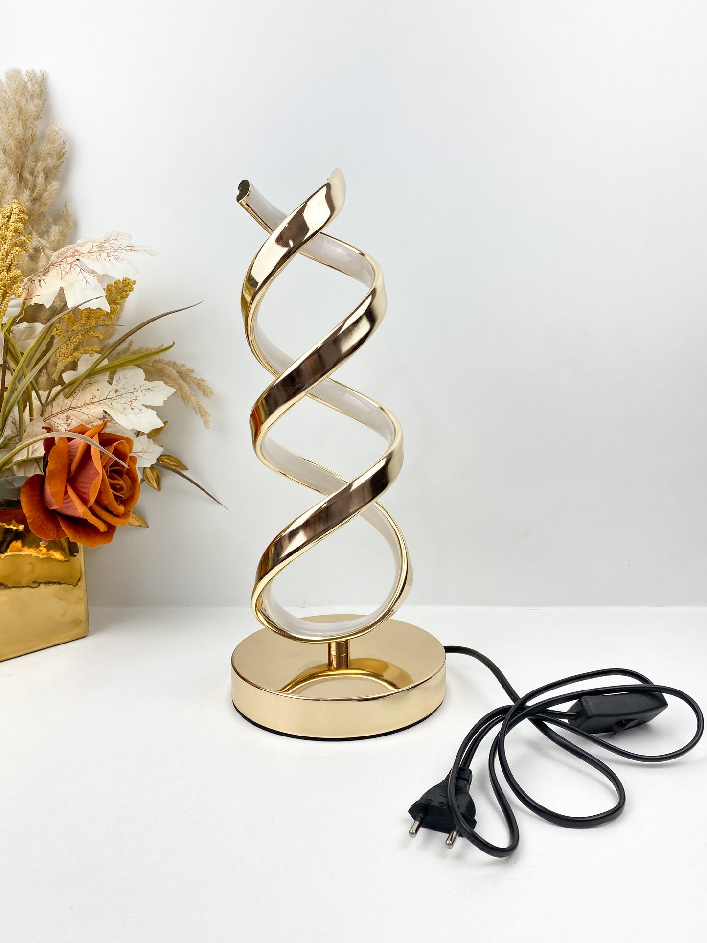Lampe de table à lignes en spirale à LED