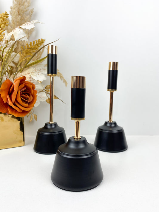 Ensemble de 3 bougeoirs en métal chic noir