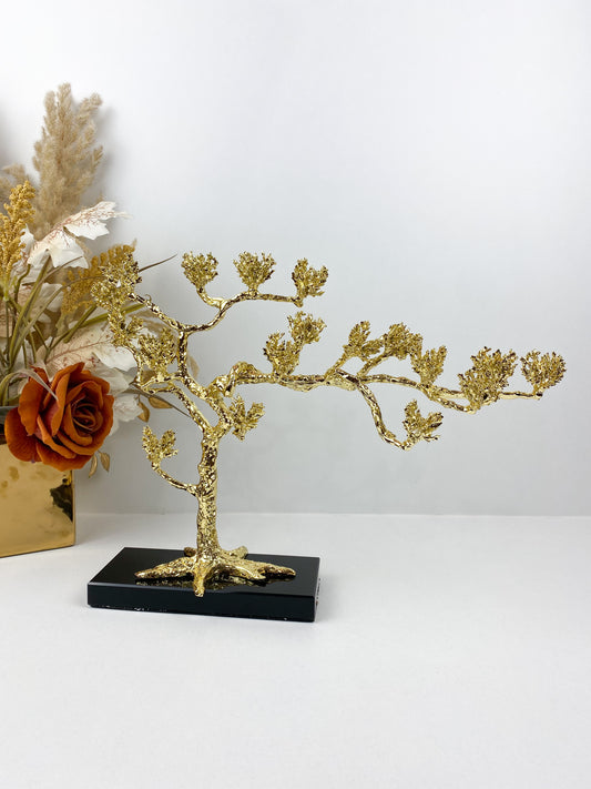 Décor de plante en métal doré moulé à la main, haut de gamme