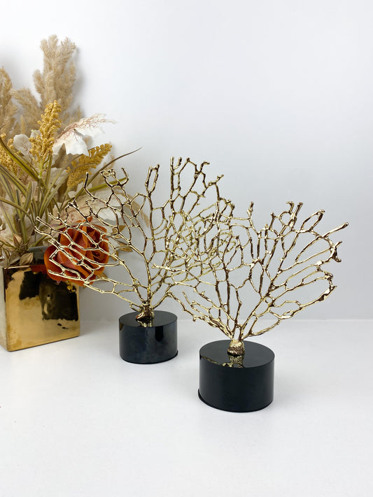 Décor-Arbre métallique base en marbre noir