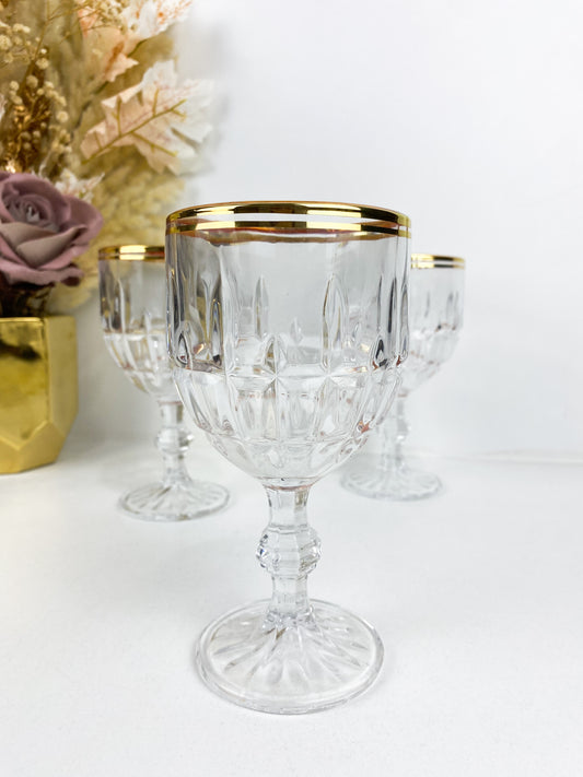 Verres – Lot de 6 verres à jus en verre avec motif dorée