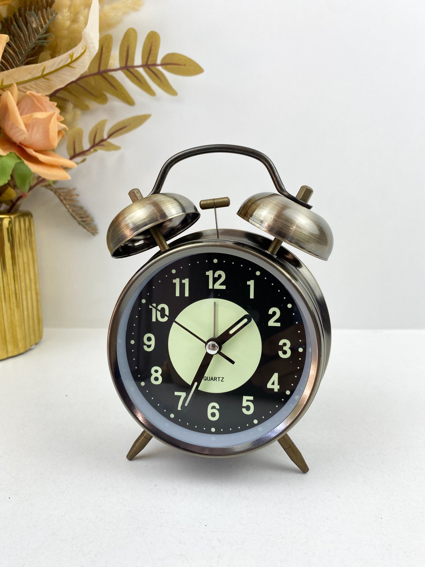 Réveil double cloche en métal super fort avec veilleuse ,silver