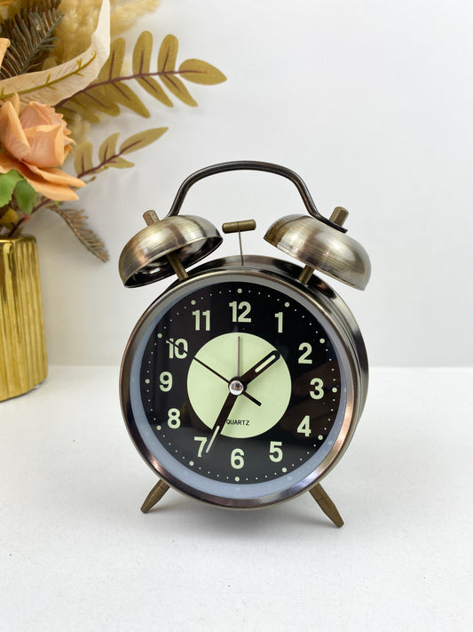 Réveil double cloche en métal super fort avec veilleuse ,silver