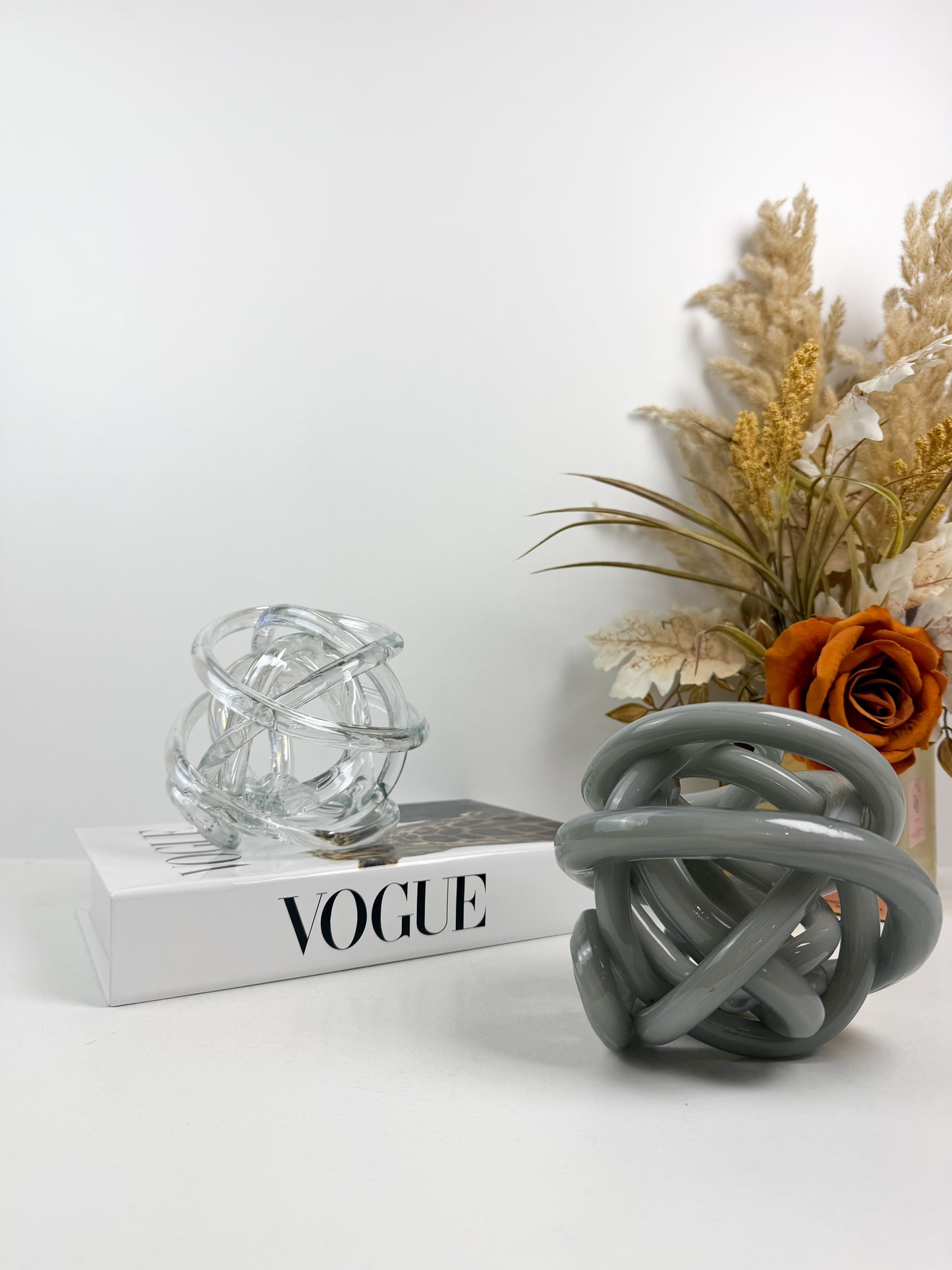 Sculptures décoratives en verre en forme de nœud infini