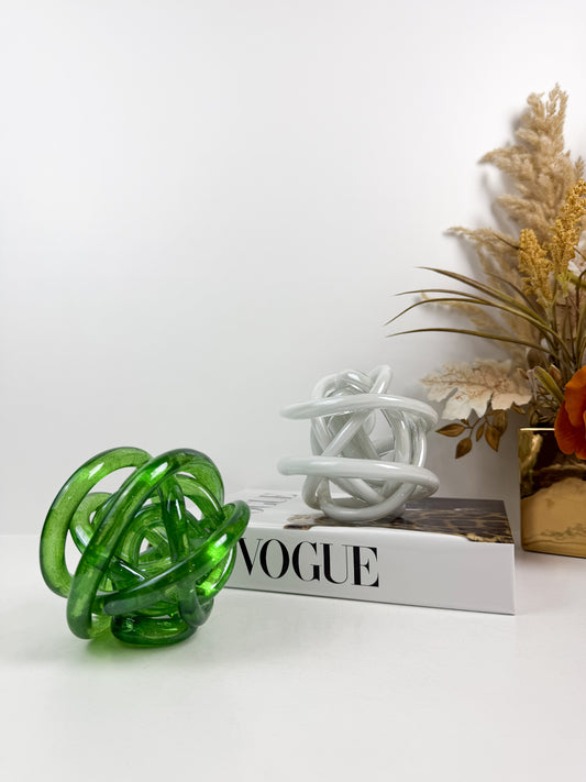 Sculptures décoratives en verre en forme de nœud infini