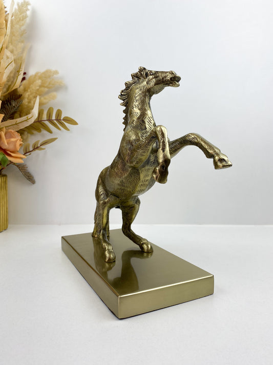 Décor-Figurine de cheval cabré sur socle en métal