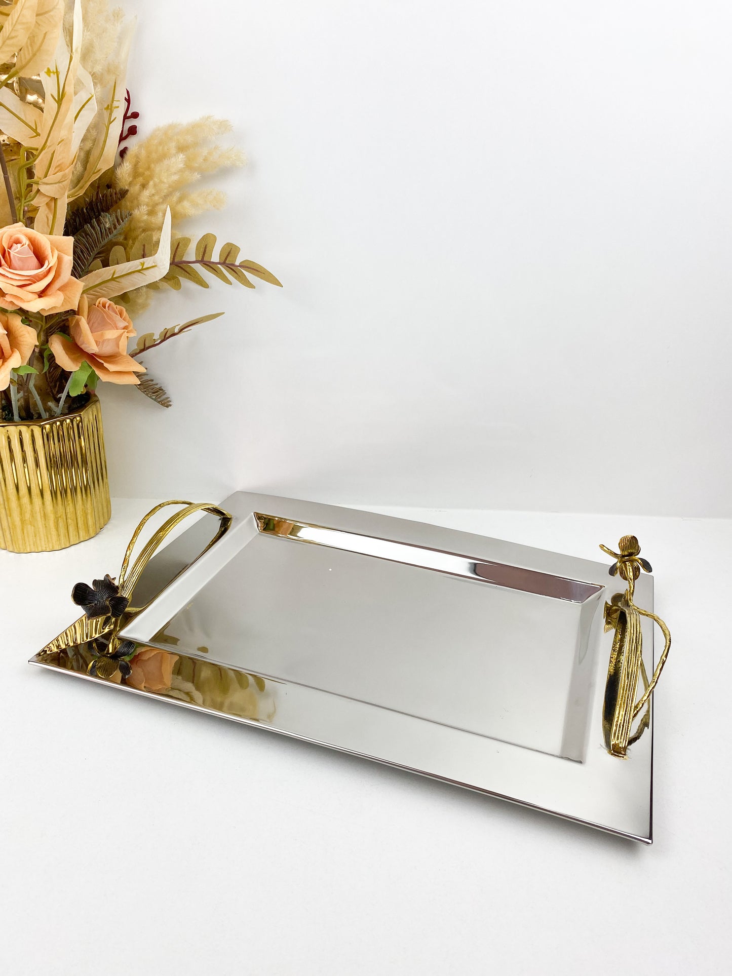 Plateaux-Plateaux rectangulaire en inox argenté