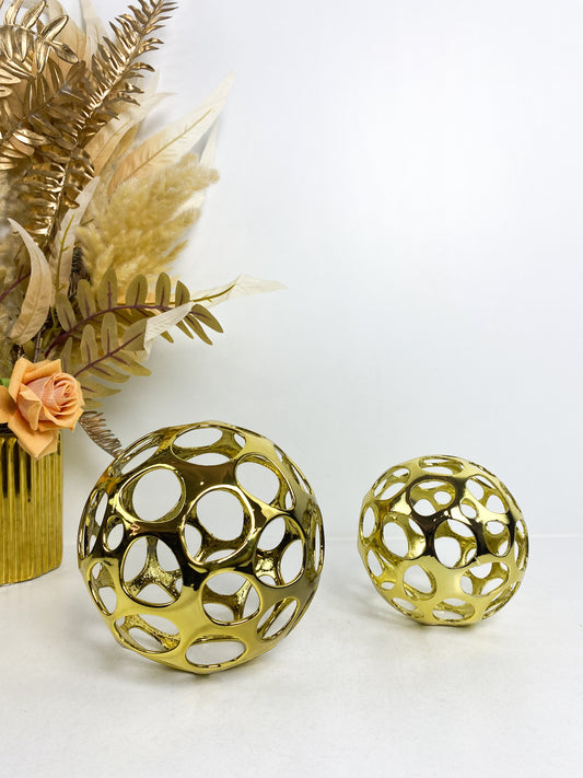 Boule Dorée ronds en métal, style géométrique, accessoires de décoration sphérique pour la maison, meubles de bureau
