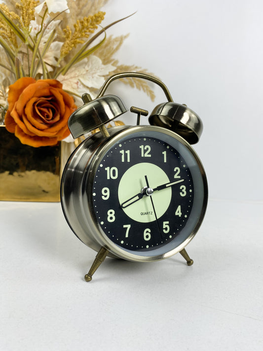 Réveil double cloche en métal super fort avec veilleuse ,silver