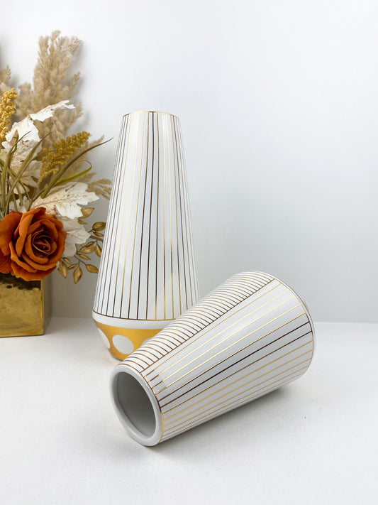 Duo vase à pois dorés en céramique
