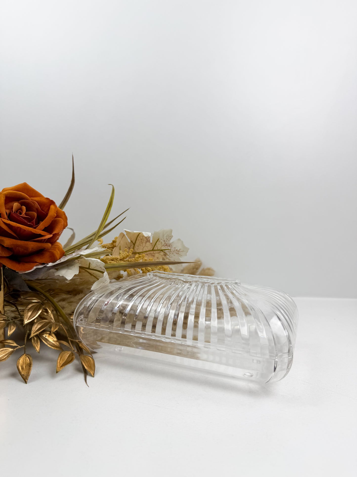 Boîte à mouchoirs Rectangulaire transparente côtelée