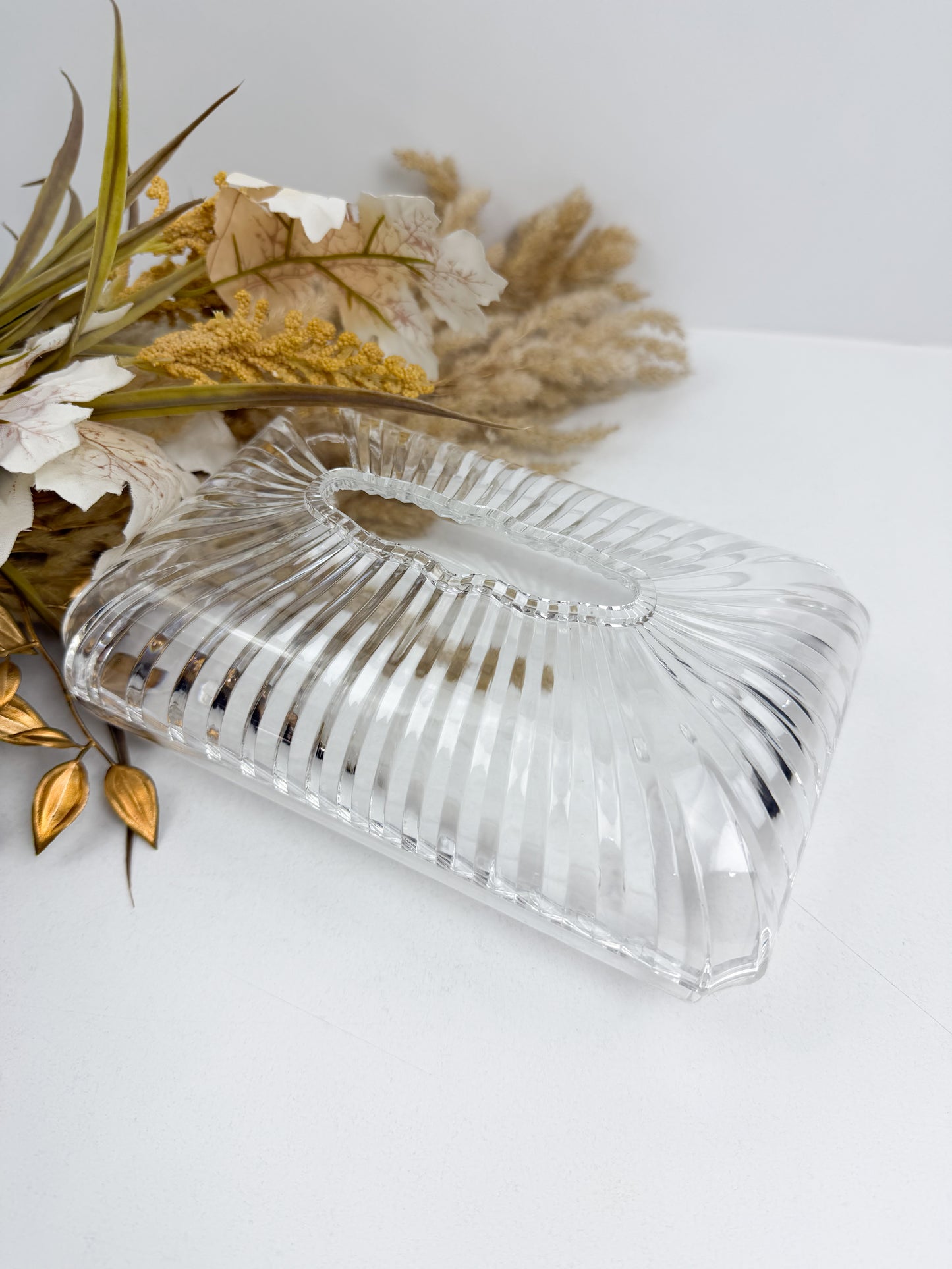 Boîte à mouchoirs Rectangulaire transparente côtelée