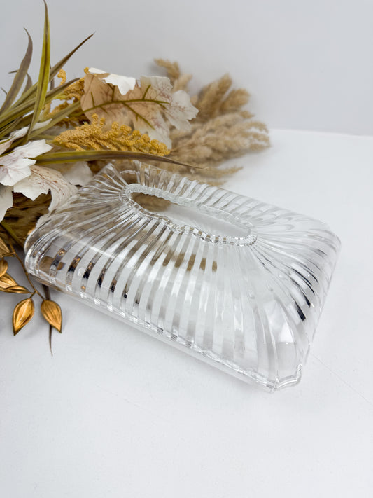 Boîte à mouchoirs Rectangulaire transparente côtelée