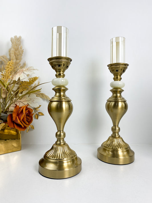 Horloge et bougeoir De Table Lumineuse en Cuivre De Luxe