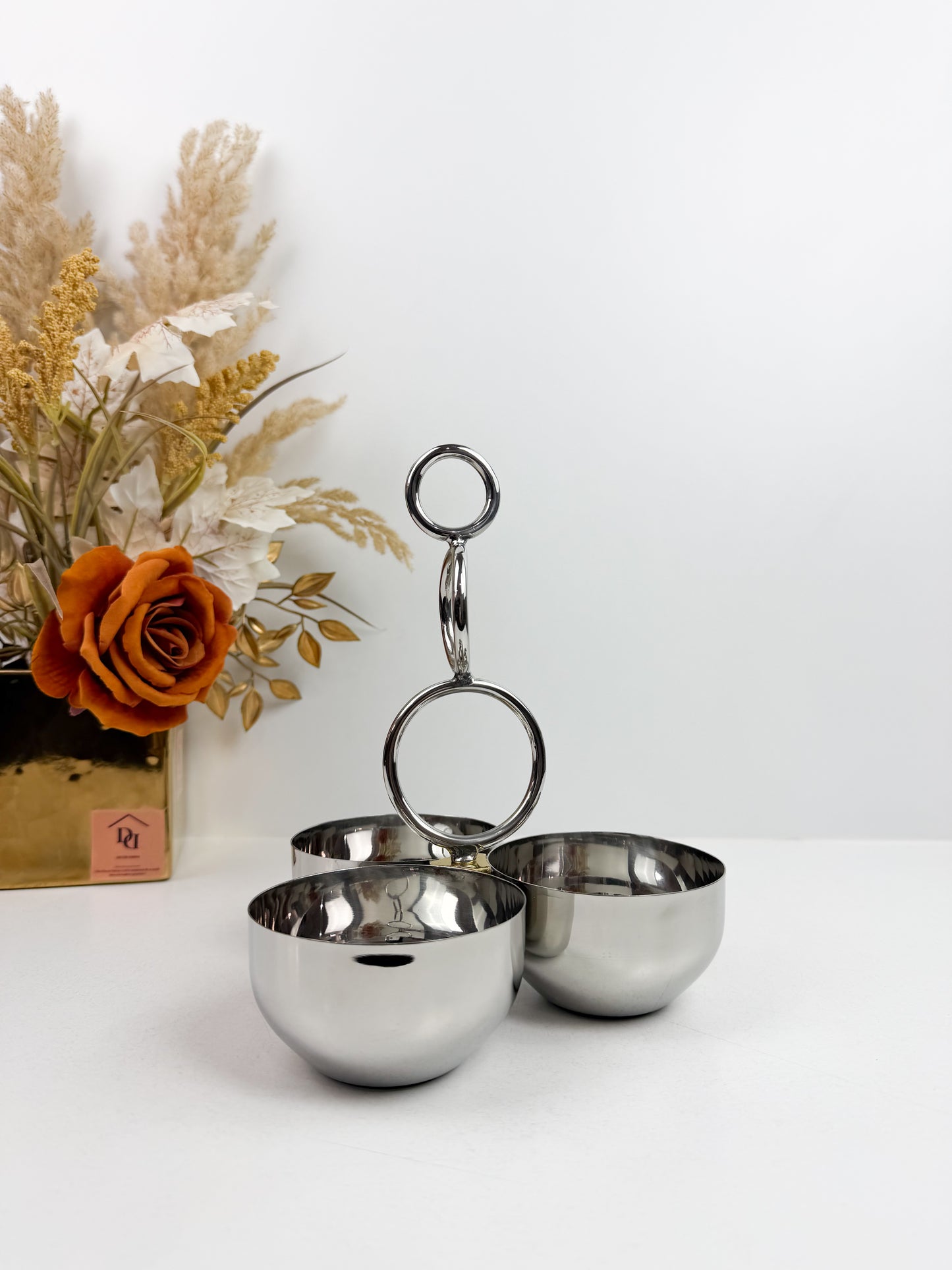 Présentoir a 3 compartiments en inox -prestige