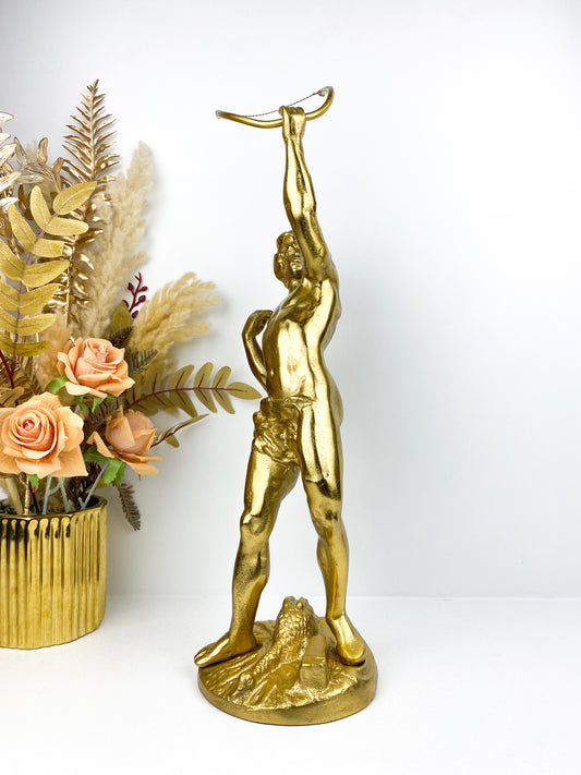 Grande figure sculpture en bronze doré patiné