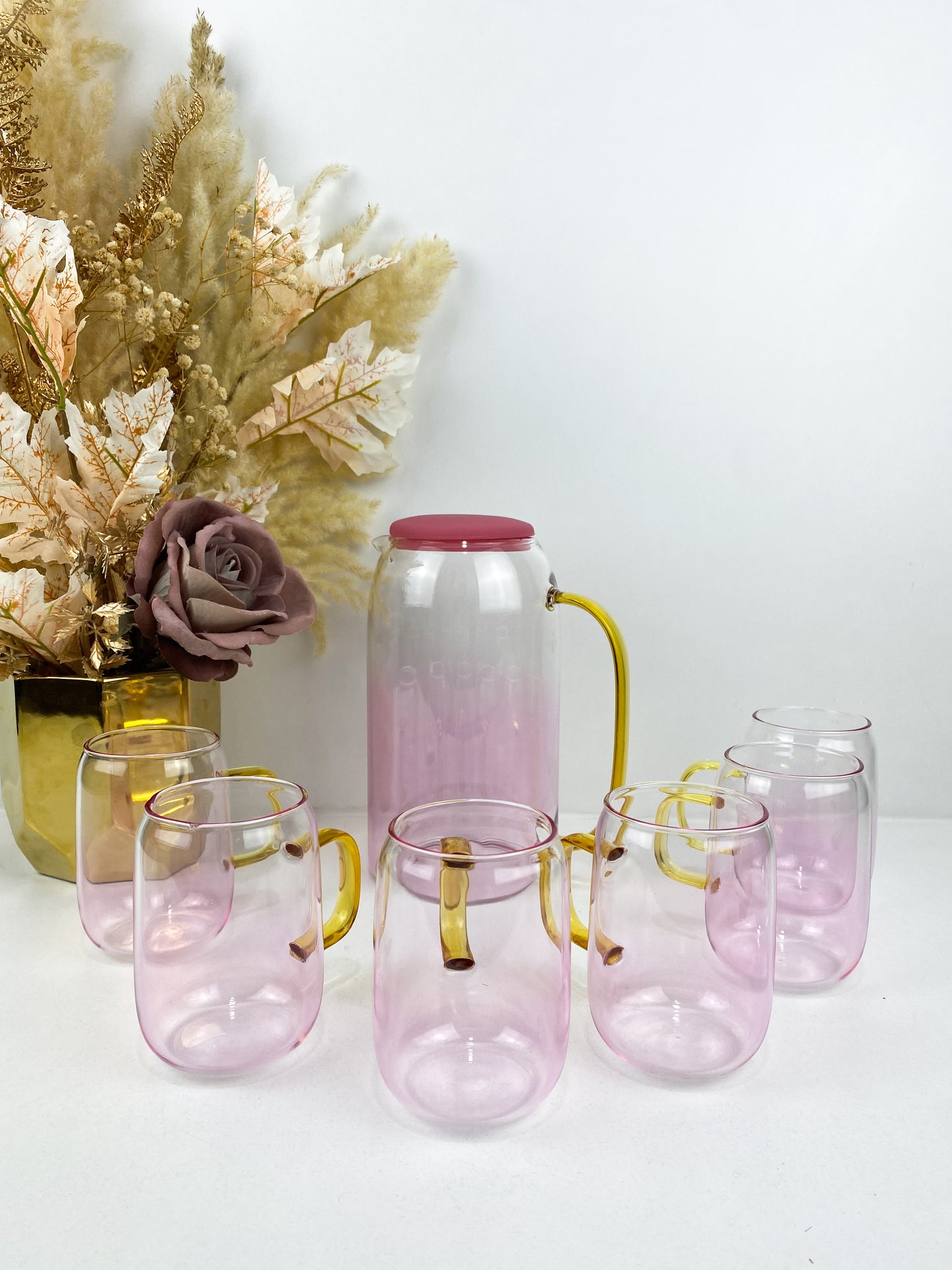 Service de carafe 1400ML avec verres assorties  - ROSE