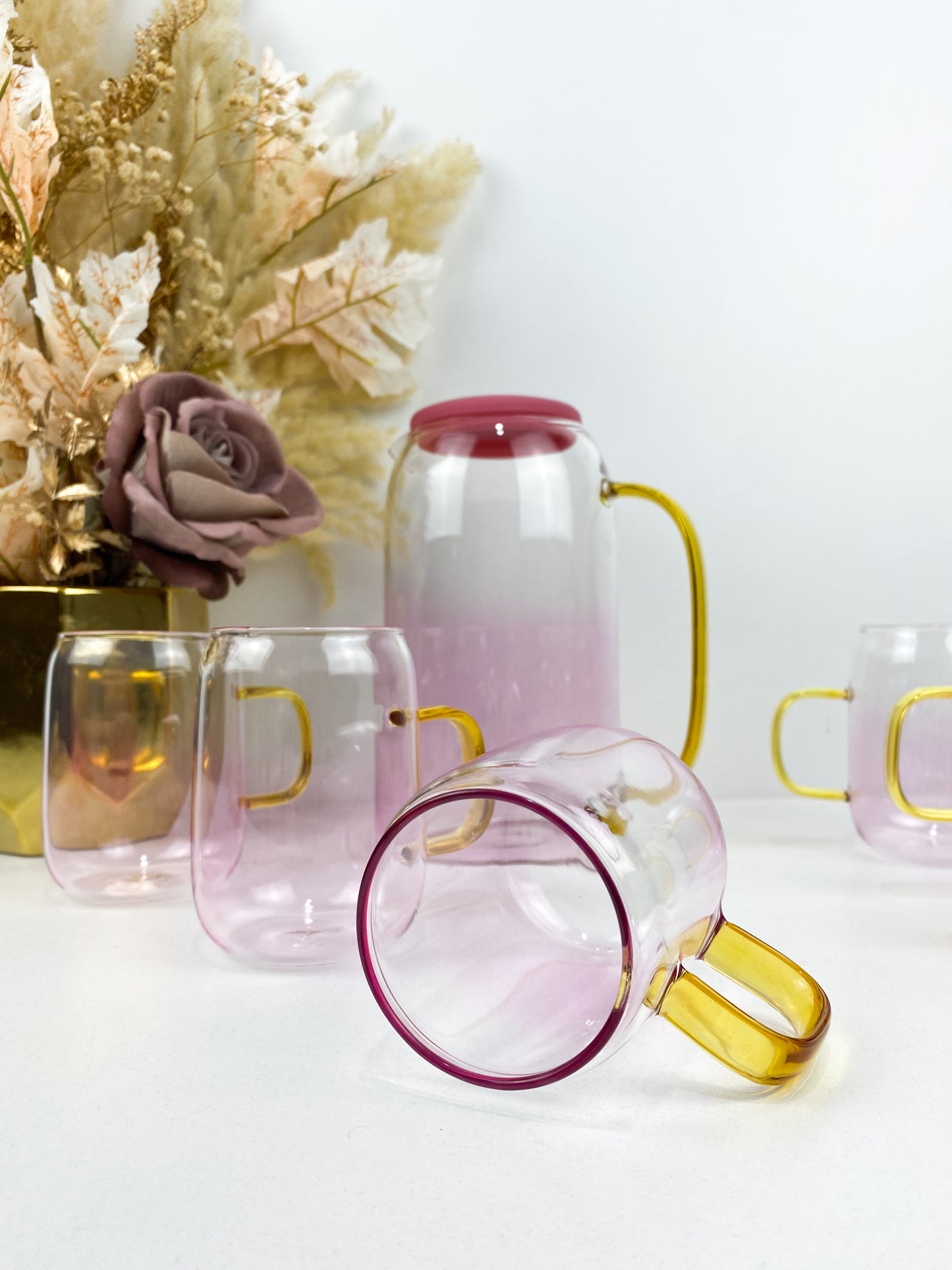 Service de carafe 1400ML avec verres assorties  - ROSE